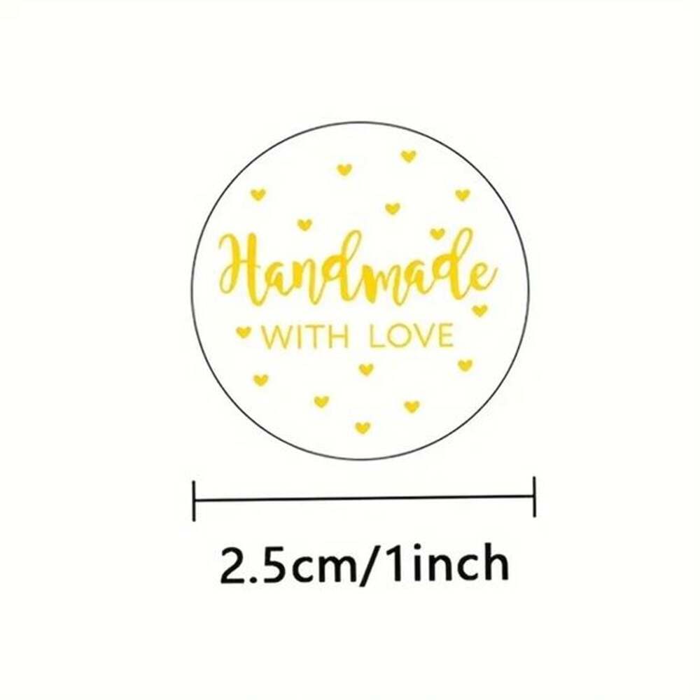 Roll of 500 White Gold ‘Handmade With Love’ Stickers - Picture 2 of 2